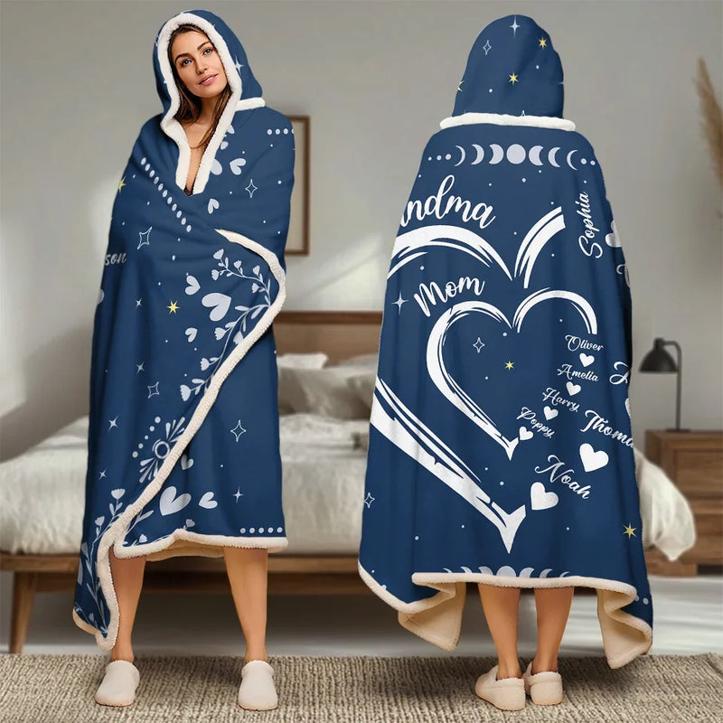 Rooted In Love, Growing Together - Family Personalized Custom Snuggle Blanket, Hoodie Blanket - Gift For Mom, Grandma