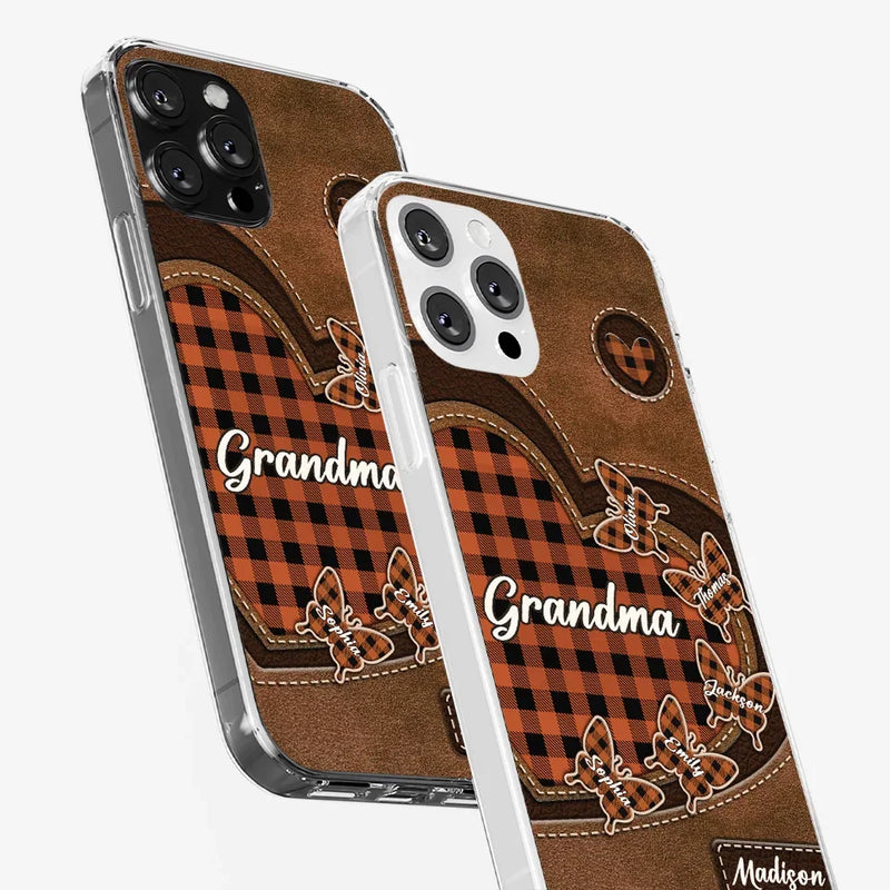 Grandma’s Love Is A Hug That Never Ends - Family Personalized Custom Clear Phone Case - Gift For Mom, Grandma
