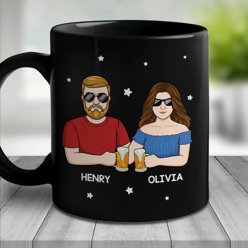 There’s No Buddy Like A Brother - Family Personalized Custom Black Mug - Gift For Family Members