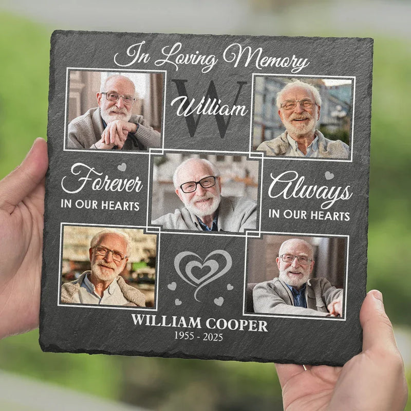 Custom Photo A Cherished Reminder Of Love That Connects Us - Memorial Personalized Custom Square Shaped Stone With Stand - Sympathy Gift For Family Members