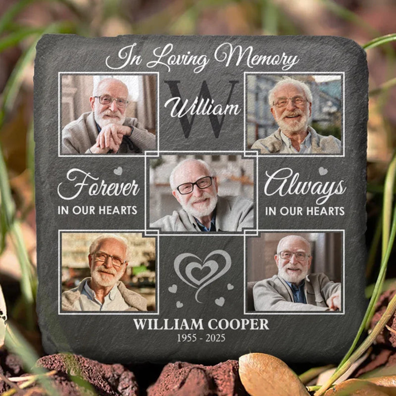 Custom Photo A Cherished Reminder Of Love That Connects Us - Memorial Personalized Custom Square Shaped Stone With Stand - Sympathy Gift For Family Members