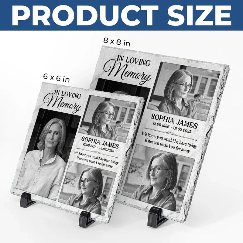 Custom Photo Love Shines Brightly Through Our Memories - Memorial Personalized Custom Square Shaped Stone With Stand - Sympathy Gift For Family Members