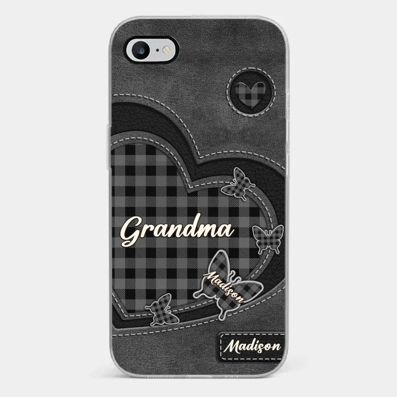 Grandma’s Love Is A Hug That Never Ends - Family Personalized Custom Clear Phone Case - Gift For Mom, Grandma