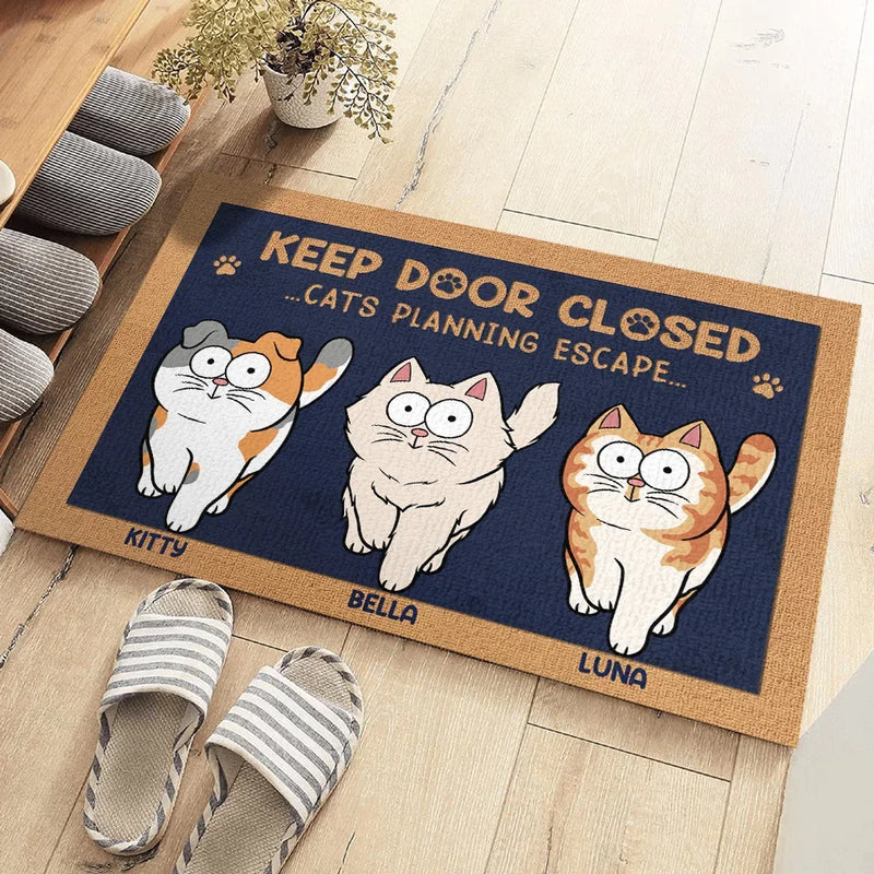 Keep Door Closed - Dog & Cat Personalized Custom Home Decor Decorative Mat - House Warming Gift For Pet Owners, Pet Lovers