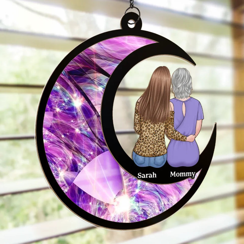 A Bond Unbroken, A Love Unspoken - Family Personalized Window Hanging Suncatcher Ornament - Gift For Mom, Daughter
