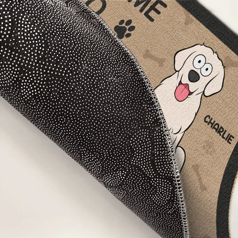 Welcome To Our Home, The Humans Just Live Here With Us - Dog & Cat Personalized Custom Home Decor Decorative Mat - House Warming Gift For Pet Owners, Pet Lovers