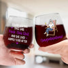 Say Goodbye To Alarms And Hello To Relaxation - Personalized Custom Wine Glass - Appreciation, Retirement Gift For Coworkers, Work Friends, Colleagues