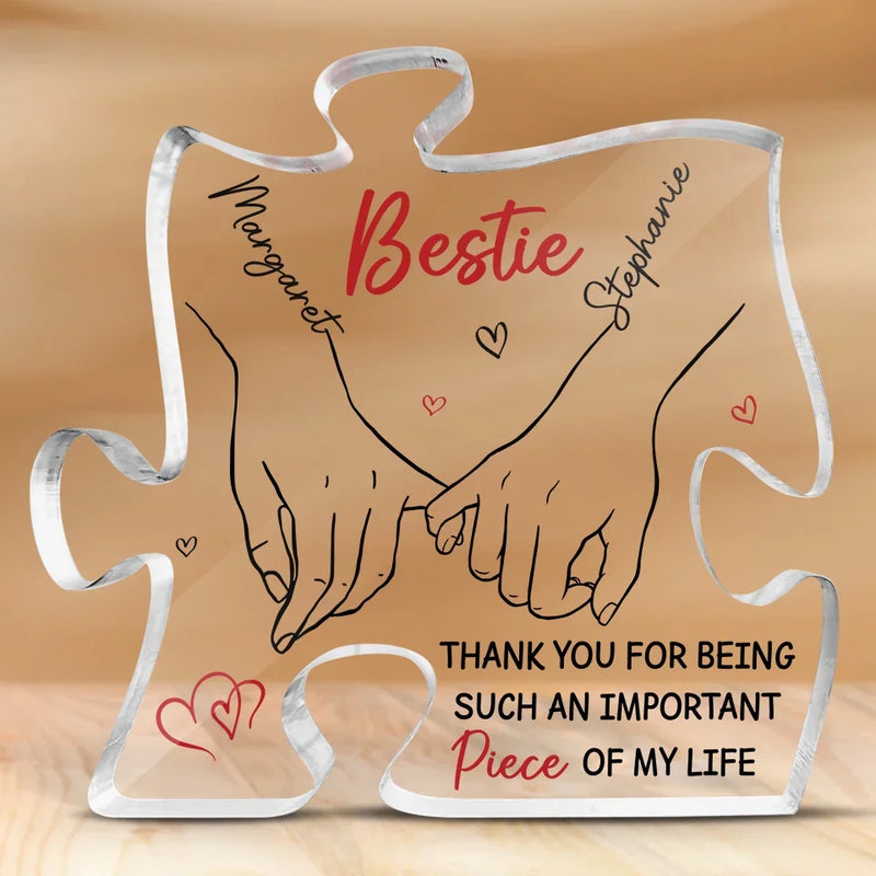 No One Could Ever Replace You - Bestie Personalized Custom Puzzle Shaped Acrylic Plaque - Gift For Best Friends, BFF, Sisters