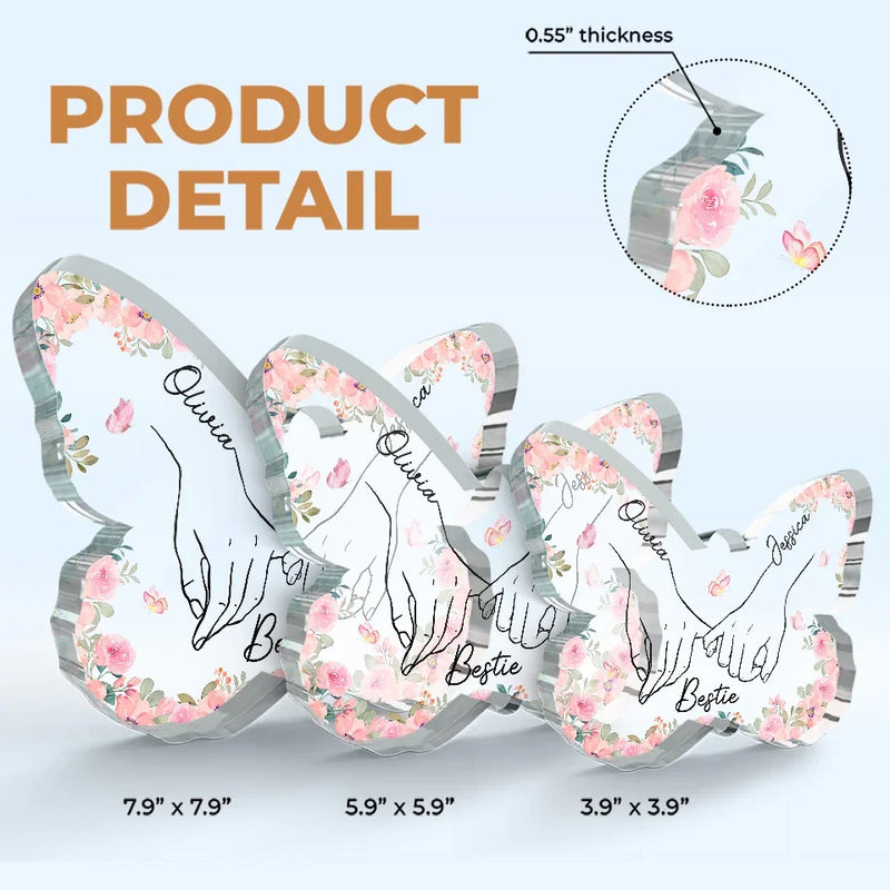 Best Friend Is Hard To Find - Bestie Personalized Custom Butterfly Shaped Acrylic Plaque - Gift For Best Friends, BFF, Sisters
