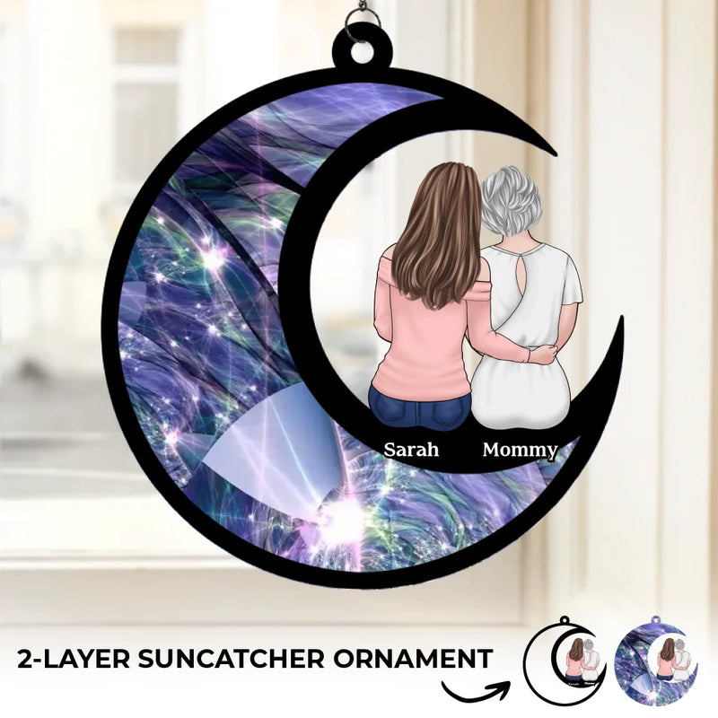 A Bond Unbroken, A Love Unspoken - Family Personalized Window Hanging Suncatcher Ornament - Gift For Mom, Daughter