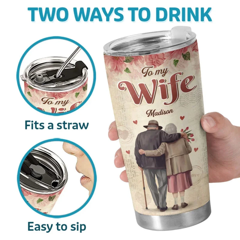 Soulmates From The Start, Bound By The Heart - Couple Personalized Custom Tumbler - Gift For Husband Wife, Anniversary