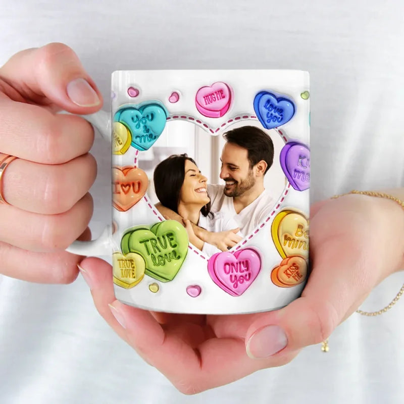 Custom Photo True Love Stories Never Have Endings - Couple Personalized Custom 3D Inflated Effect Printed Mug - Gift For Husband Wife, Anniversary