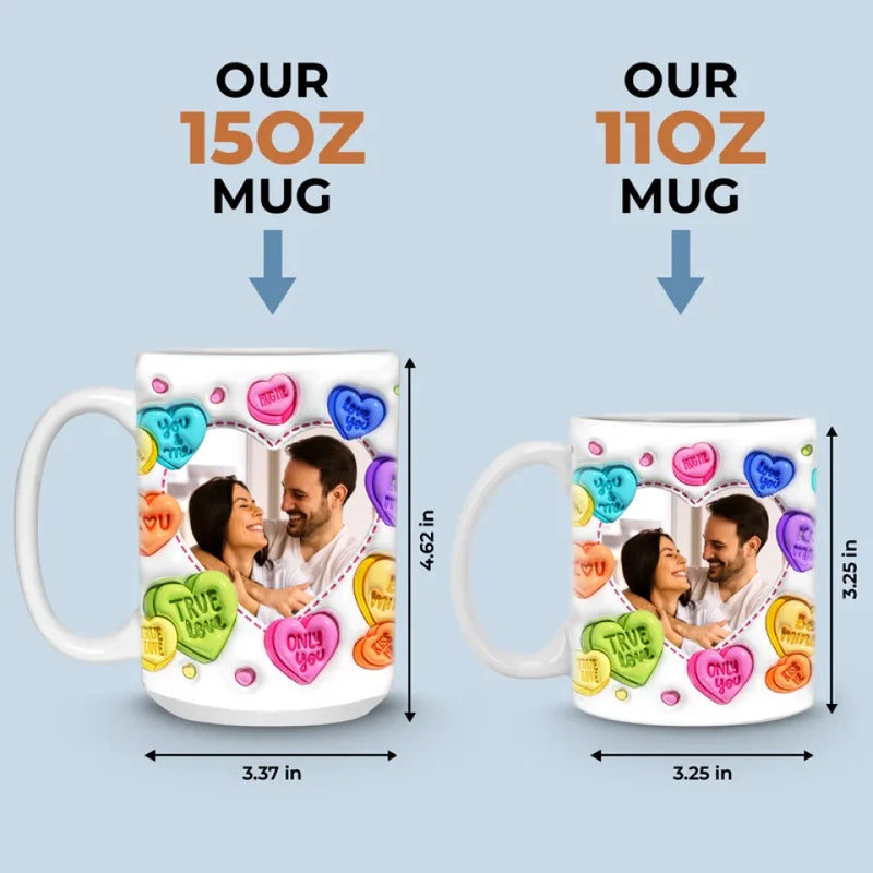 Custom Photo True Love Stories Never Have Endings - Couple Personalized Custom 3D Inflated Effect Printed Mug - Gift For Husband Wife, Anniversary