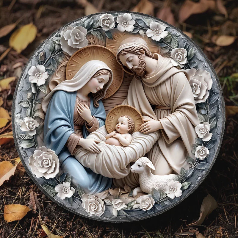 A Touching Way To Honor Family And Their Beliefs - Family Personalized Custom 3D Effect Printed Round Shaped Stone With Stand - Gift For Family Members