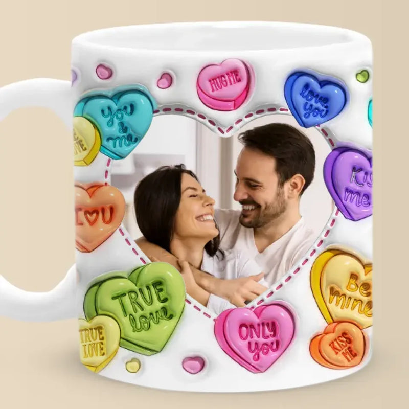 Custom Photo True Love Stories Never Have Endings - Couple Personalized Custom 3D Inflated Effect Printed Mug - Gift For Husband Wife, Anniversary