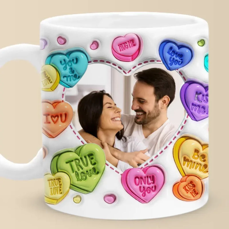 Custom Photo True Love Stories Never Have Endings - Couple Personalized Custom 3D Inflated Effect Printed Mug - Gift For Husband Wife, Anniversary