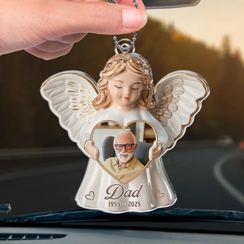 Custom Photo United Forever In The Haven Of Our Hearts - Memorial Personalized Custom Car Ornament - Acrylic Custom Shaped - Sympathy Gift For Family Members