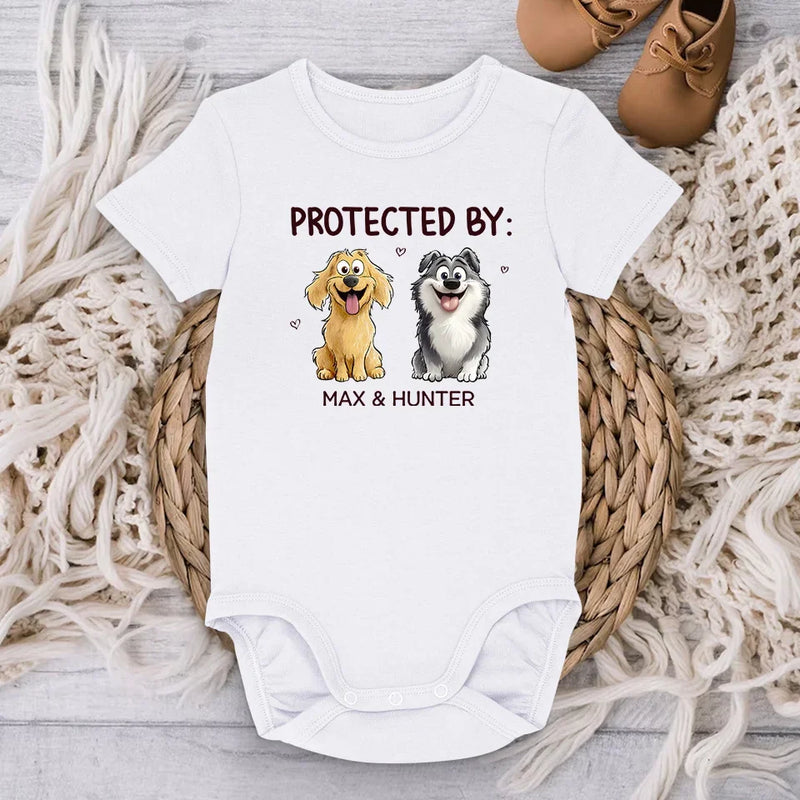 Protected By My Furry Companion - Dog Personalized Custom Baby Onesie - Baby Shower Gift, Gift For Pet Owners, Pet Lovers