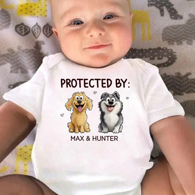 Protected By My Furry Companion - Dog Personalized Custom Baby Onesie - Baby Shower Gift, Gift For Pet Owners, Pet Lovers