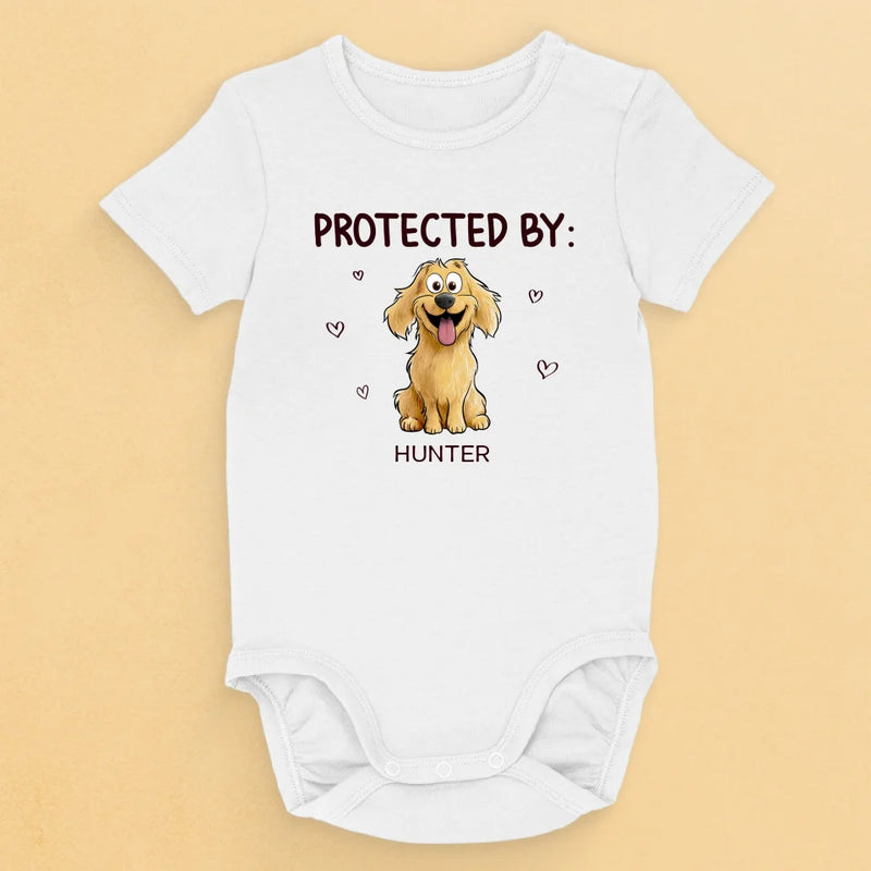 Protected By My Furry Companion - Dog Personalized Custom Baby Onesie - Baby Shower Gift, Gift For Pet Owners, Pet Lovers