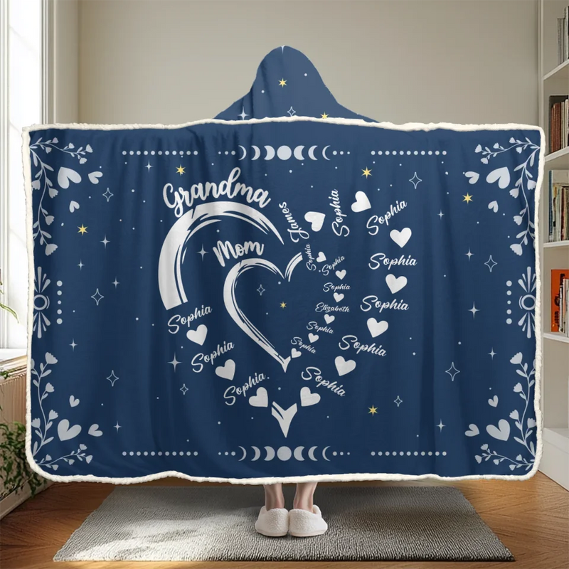 Rooted In Love, Growing Together - Family Personalized Custom Snuggle Blanket, Hoodie Blanket - Gift For Mom, Grandma