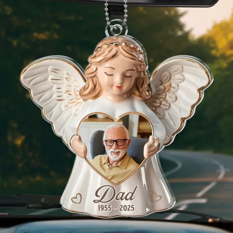 Custom Photo United Forever In The Haven Of Our Hearts - Memorial Personalized Custom Car Ornament - Acrylic Custom Shaped - Sympathy Gift For Family Members