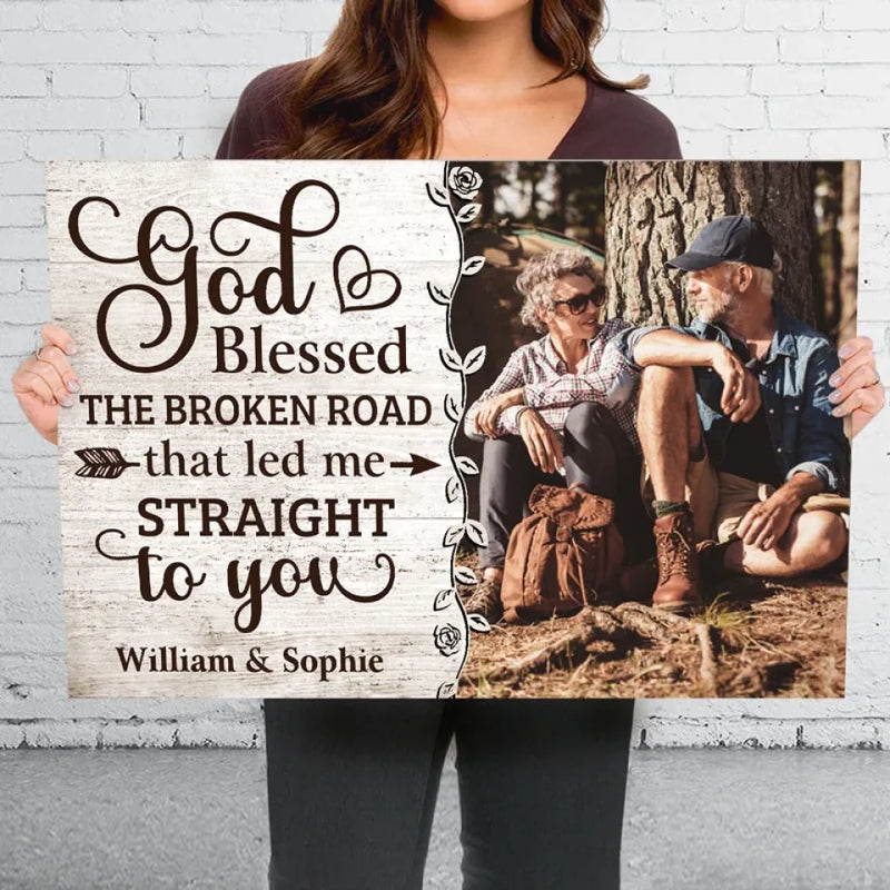 Custom Photo With You, I Am Home - Couple Personalized Custom Horizontal Canvas - Gift For Husband Wife, Anniversary