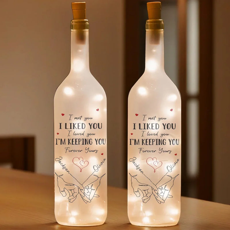 Love Is A Partnership - Couple Personalized Custom Bottle Lamp - Gift For Husband Wife, Anniversary