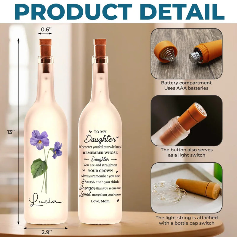 Watching You Grow Fills My Heart With Pride - Family Personalized Custom Bottle Lamp - Gift For Son, Daughter, Grandson, Granddaughter