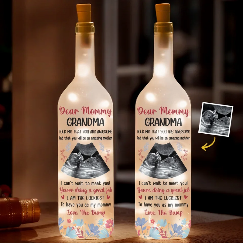 Custom Photo Welcome To The World, Little One - Family Personalized Custom Bottle Lamp - Baby Shower Gift, Gift For First Mom