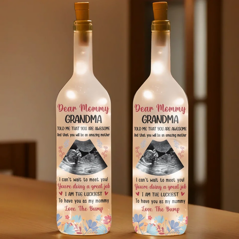 Custom Photo Welcome To The World, Little One - Family Personalized Custom Bottle Lamp - Baby Shower Gift, Gift For First Mom