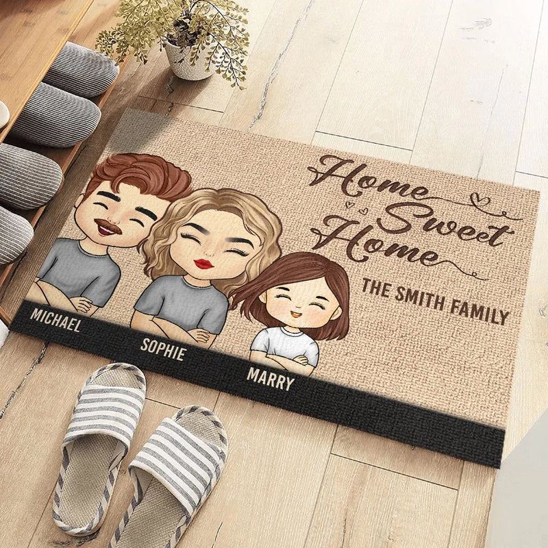 Happiness Is A Cozy Home - Family Personalized Custom Home Decor Decorative Mat - House Warming Gift For Family Members