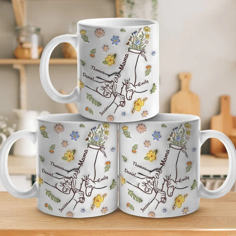 A Mother's Love Endures Through All - Family Personalized Custom 3D Inflated Effect Printed Mug - Gift For Mom, Grandma