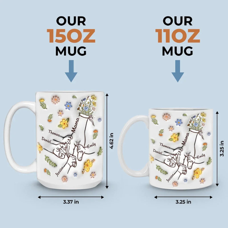 A Mother's Love Endures Through All - Family Personalized Custom 3D Inflated Effect Printed Mug - Gift For Mom, Grandma