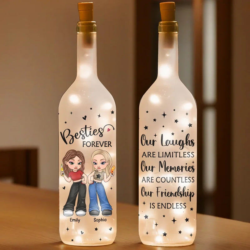Two Souls, One Unbreakable Bond - Bestie Personalized Custom Bottle Lamp - Gift For Best Friends, BFF, Sisters