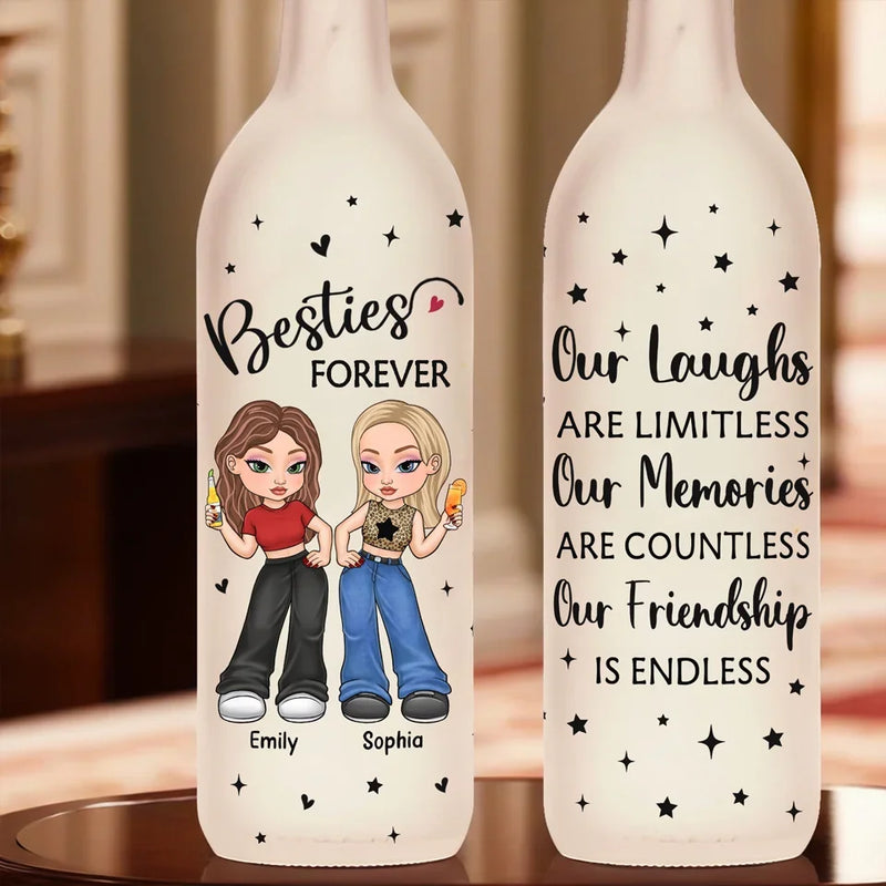Two Souls, One Unbreakable Bond - Bestie Personalized Custom Bottle Lamp - Gift For Best Friends, BFF, Sisters