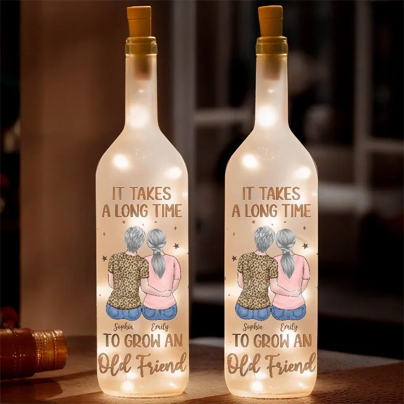 Side By Side, Through Thick And Thin - Bestie Personalized Custom Bottle Lamp - Gift For Best Friends, BFF, Sisters