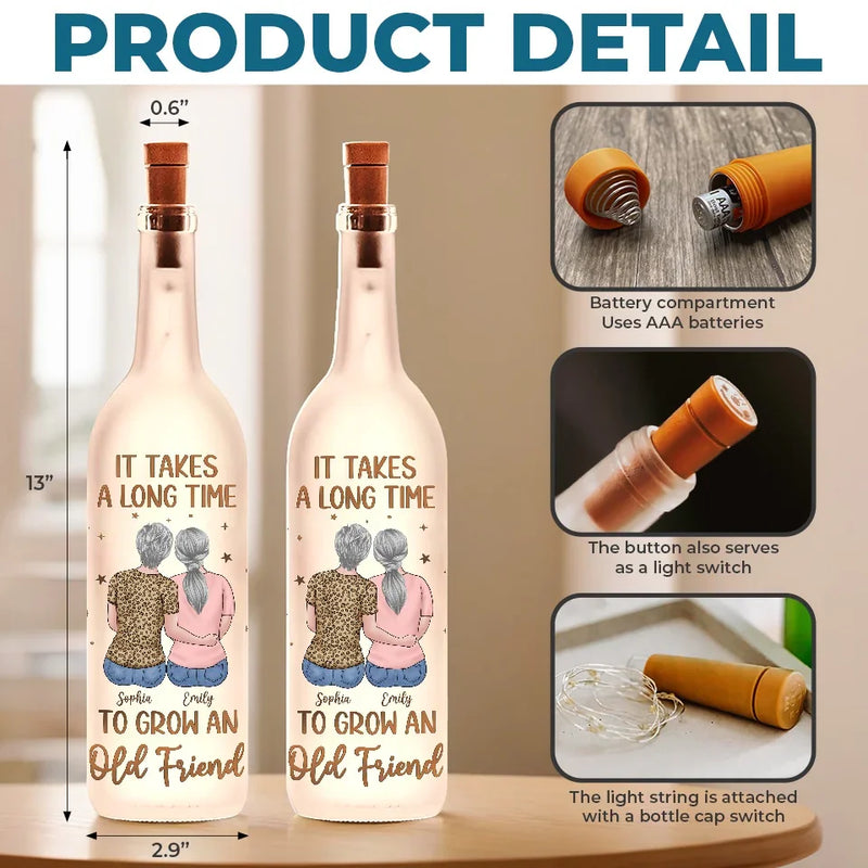 Side By Side, Through Thick And Thin - Bestie Personalized Custom Bottle Lamp - Gift For Best Friends, BFF, Sisters
