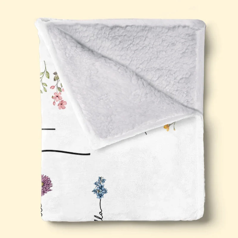 First Mom Now Grandma - Family Personalized Custom Blanket - Gift For Mom, Grandma