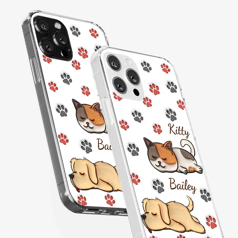 Pawsitively Loved - Dog & Cat Personalized Custom 3D Inflated Effect Printed Clear Phone Case - Gift For Pet Owners, Pet Lovers