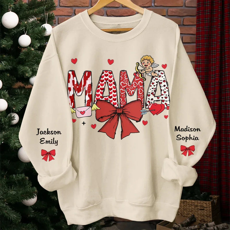 Her Love Is The Bond That Holds Us Together - Family Personalized Custom Unisex Sweatshirt, Hoodie With Design On Sleeve - Gift For Mom, Grandma
