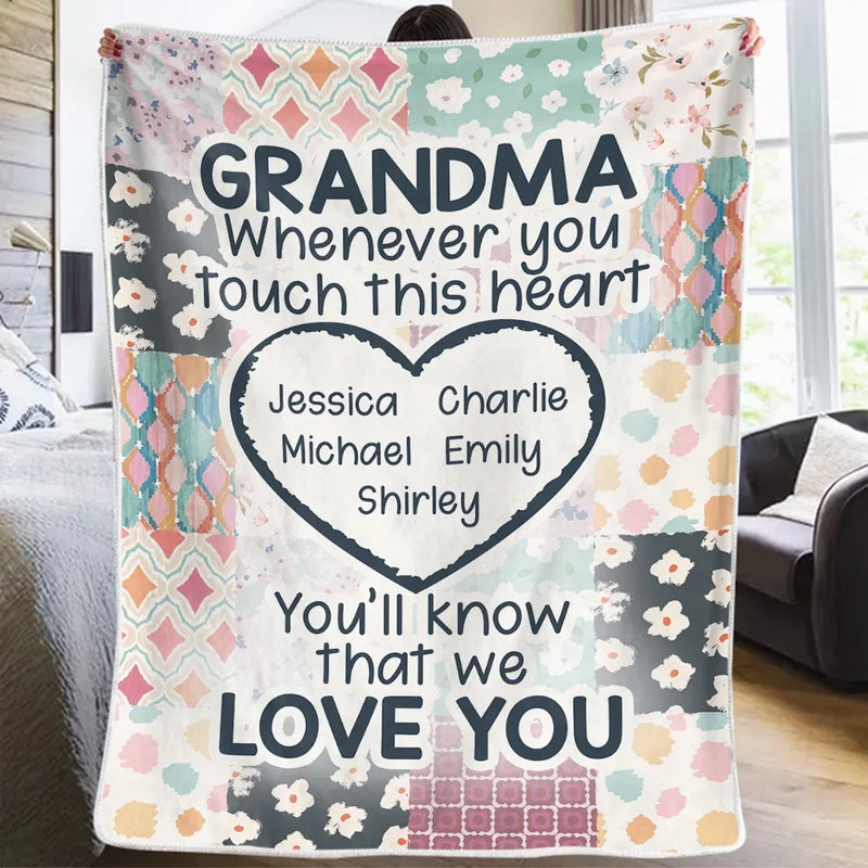 Grandma’s Love Is The Light That Never Fades - Family Personalized Custom Blanket - Gift For Mom, Grandma