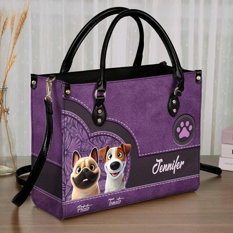 My Pet, My Heart - Dog Personalized Custom Leather Handbag - Gift For Pet Owners, Pet Lovers