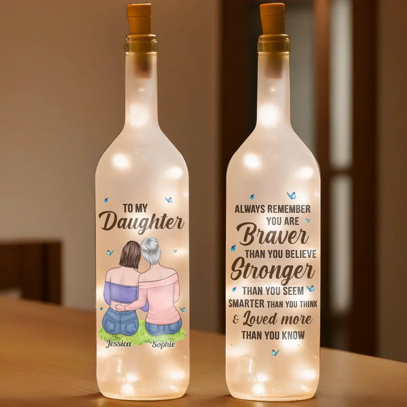 The Love Between A Mom And Daughter Is Forever - Family Personalized Custom Bottle Lamp - Gift For Mom, Daughter