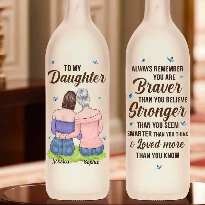 The Love Between A Mom And Daughter Is Forever - Family Personalized Custom Bottle Lamp - Gift For Mom, Daughter