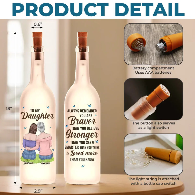 The Love Between A Mom And Daughter Is Forever - Family Personalized Custom Bottle Lamp - Gift For Mom, Daughter