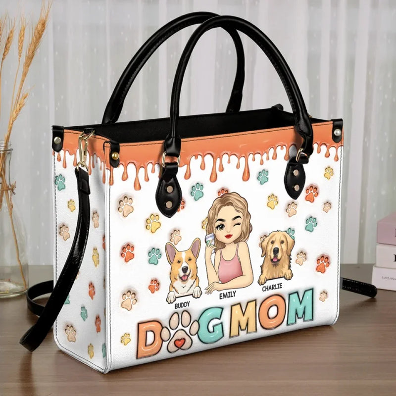 I'm A Fur Mom - Dog & Cat Personalized Custom 3D Inflated Effect Printed Leather Handbag - Gift For Pet Owners, Pet Lovers