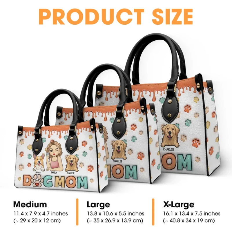 I'm A Fur Mom - Dog & Cat Personalized Custom 3D Inflated Effect Printed Leather Handbag - Gift For Pet Owners, Pet Lovers