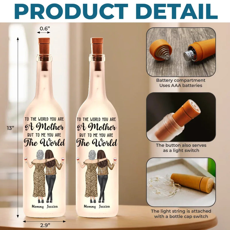 My Mom, My Forever Hero - Family Personalized Custom Bottle Lamp - Gift For Mom, Daughter