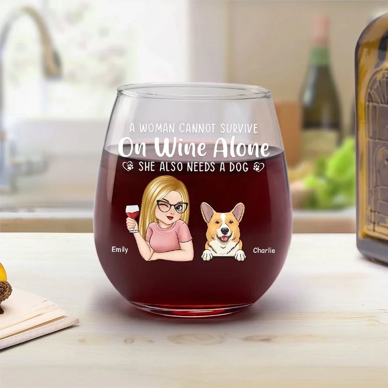 Wine Fills The Glass, A Dog Fills The Heart - Dog Personalized Custom Wine Glass - Gift For Pet Owners, Pet Lovers